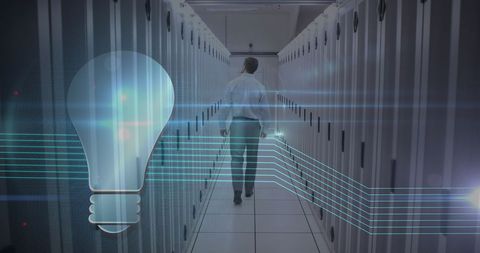 Tech Professional in High-Tech Server Environment - Download Free Stock Images Pikwizard.com