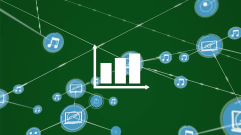 Abstract Data Network with Digital Icons Animation