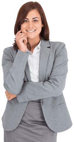 Successful Caucasian Businesswoman Smiling on Transparent Background