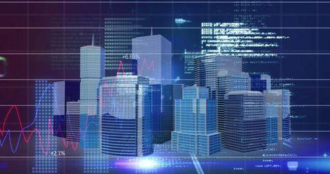 Modern Cityscape with Financial Data Visualizations - Download Free Stock Images Pikwizard.com