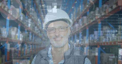Warehouse Manager with Digital Data Visualization - Download Free Stock Images Pikwizard.com