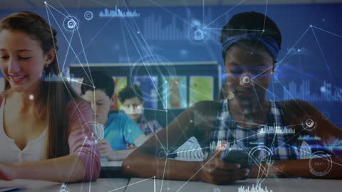 Diverse Students Using Technology in Innovative Classroom