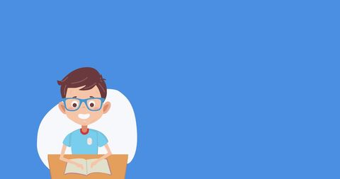 Cartoon Student Reading Book with Blue Background - Download Free Stock Images Pikwizard.com