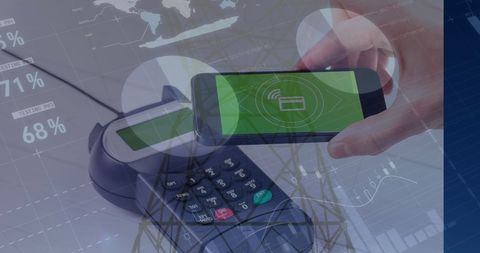 Digital Payment with Financial Data Visualization Overlay - Download Free Stock Images Pikwizard.com