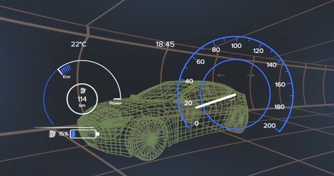 3D Car Model Dashboard with Digital Speedometer Graphics - Download Free Stock Images Pikwizard.com