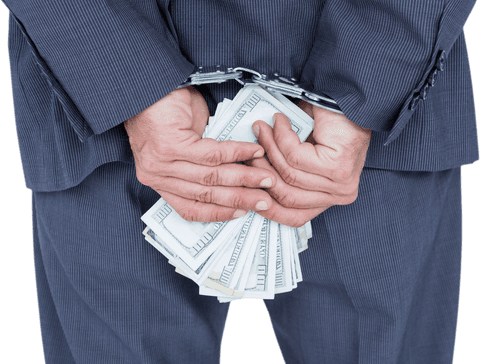 transparent businessman in handcuffs holding money - Download Free Stock Videos Pikwizard.com