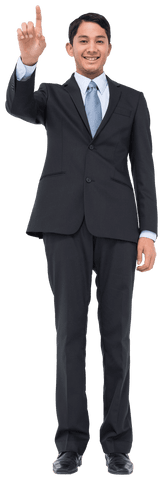 asian businessman pointing up with index finger on transparent background - Download Free Stock Videos Pikwizard.com