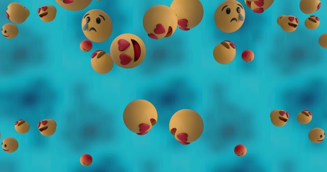 Falling Emojis on Blue Background Illustration - Download Free Stock Images Pikwizard.com