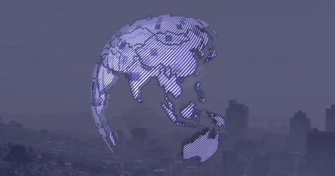 digital globe visualization overlaying urban skyline - Download Free Stock Images Pikwizard.com