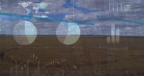 Digital Financial Data Overlay on Scenic Landscape