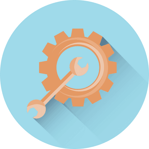 Transparent Gear and Wrench Symbol in Blue Circle - Download Free Stock Videos Pikwizard.com