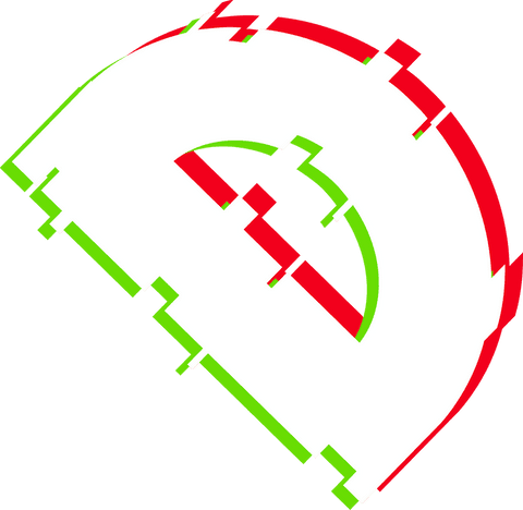 Abstract glitch semicircle on transparent background
