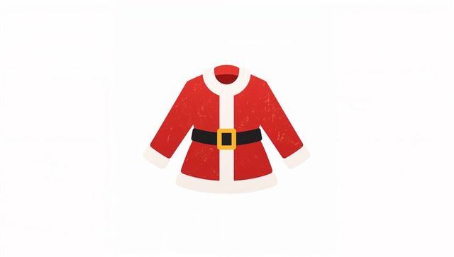 Minimalist santa coat illustration featuring black belt and gold buckle on white canvas