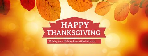 Happy thanksgiving with warm autumn leaves and festive greeting