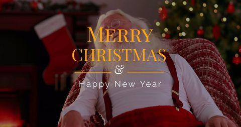 Merry christmas celebration with sleepy santa claus