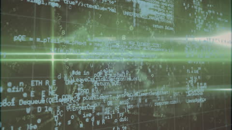 Digital Data Processing with Green Light Trails Over Grid