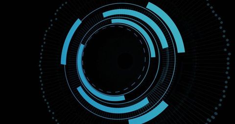 Abstract Digital Data Processing Circle on Black Background