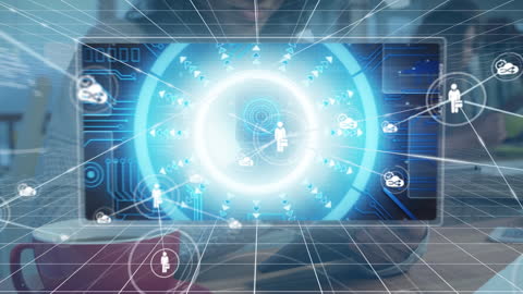 Digital Network Connections with Business People in Modern Office