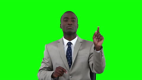 Businessman Using Virtual Touchscreen Interface Technology