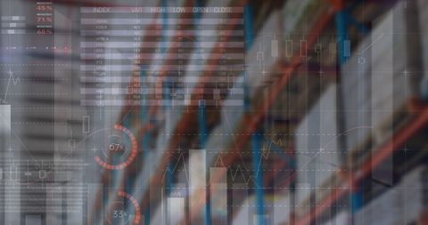 Digital Financial Analytics Merging with Industrial Warehouse - Download Free Stock Images Pikwizard.com