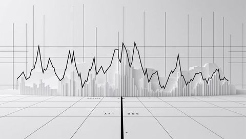 3d bar chart with line graph in virtual data space, seismograph concept