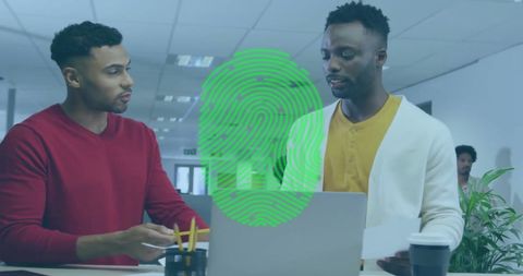 Collaborative financial technology strategy meeting in modern office