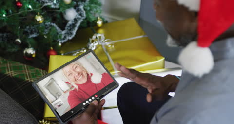 Virtual Holiday Greetings with Senior Couple on Video Call