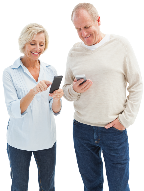 Happy Mature Couple Using Smartphones Transparent Background - Download Free Stock Videos Pikwizard.com