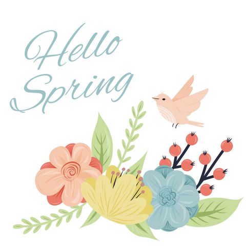 Floral Spring Illustration with Bird and Pastel Colors - Download Free Stock Templates Pikwizard.com