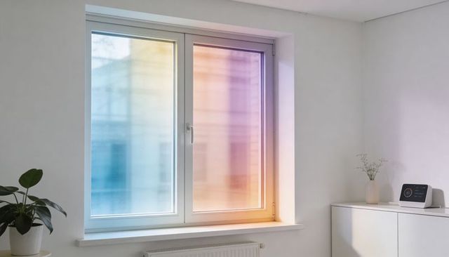 Rainbow Light Casting Through White Casement Window in Minimal Modern Interior