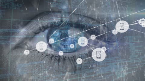 Digital Data Connections Reflected in Human Eye