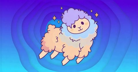 Whimsical Floating Pastel Alpaca with Stars and Gradient