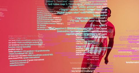 innovative african american developer in neon coding environment - Download Free Stock Images Pikwizard.com