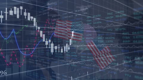 Financial Data Overlay with USA Flags