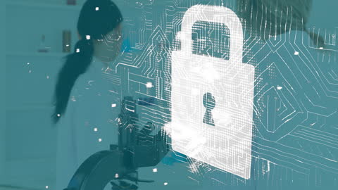 Digital Security Interface Overlay on Laboratory Experiment Scene