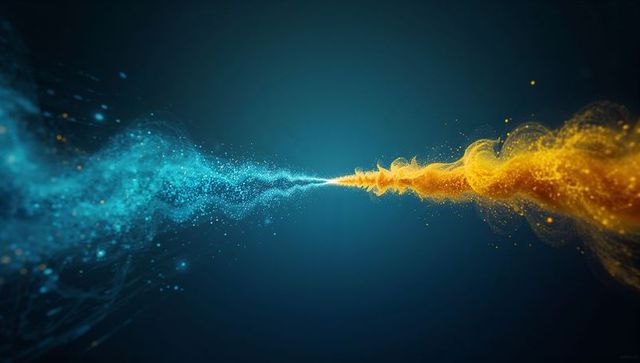 Dynamic Convergence of Vibrant Particle Streams on Gradient Background