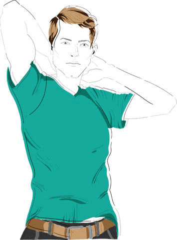 transparent male figure stretching arms behind head illustration - Download Free Stock Videos Pikwizard.com