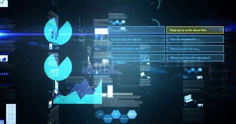 Futuristic Holographic AI Prompt Dashboard with Neon Analytics, Interactive Charts