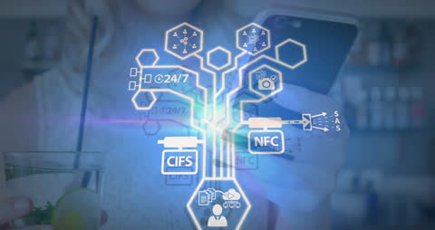 Digital Connectivity Concept with Web Icons over Smartphone