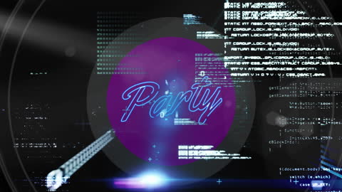 Futuristic Digital Data Processing Animation for Party Concept