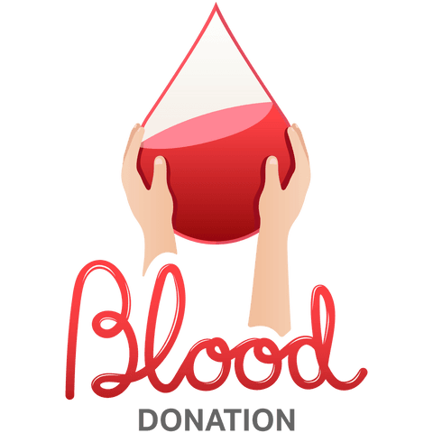 Blood donation hands holding red drop on transparent background