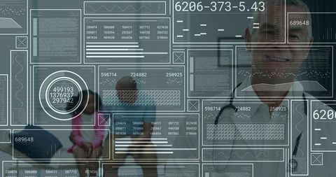 Telemedicine pediatric consultation with doctor and child through digital hud and dashboards