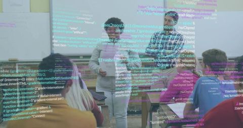 Teacher and Student Present Digital Concept in Classroom