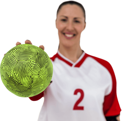 happy sportswoman holding transparent ball in football jersey - Download Free Stock Videos Pikwizard.com