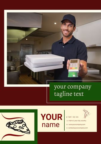 pizza delivery service professional with pos machine in restaurant - Download Free Stock Templates Pikwizard.com