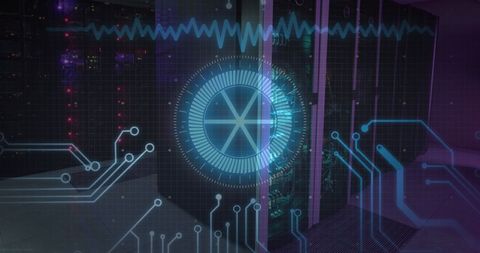 Futuristic Digital Security Interface in Server Room - Download Free Stock Images Pikwizard.com