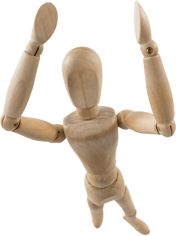wooden figurine with raised arms on transparent background - Download Free Stock Videos Pikwizard.com
