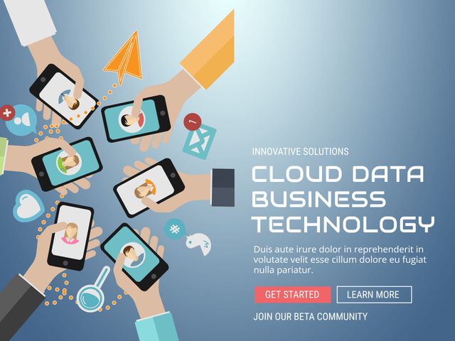 Hands Holding Smartphones Depicting Cloud Data Business Technology Integration - Download Free Stock Templates Pikwizard.com