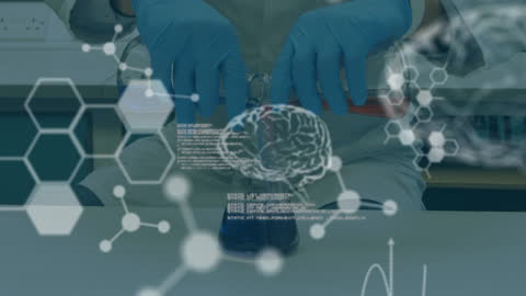 Scientist Analyzing Data with Advanced Technology Overlay