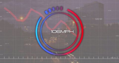 Dynamic Speedometer with City Rush Visualization - Download Free Stock Images Pikwizard.com